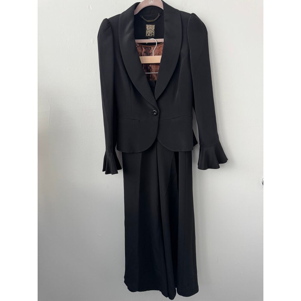 BIBA UK (House of Fraser) Black Silk Blazer and Pants Two Piece Suit Set